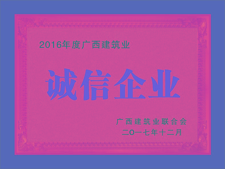 2016年度廣西建筑業(yè)——誠(chéng)信企業(yè)